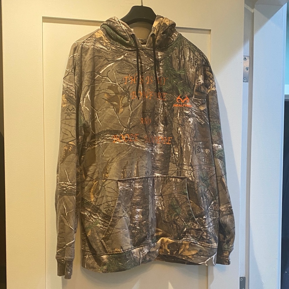 Realtree Camouflage Hoodie with Bright Orange Details